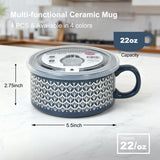 Set of 2 Pcs 22 oz Soup Mug with Lid – Red & Navy