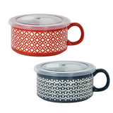 Set of 2 Pcs 22 oz Soup Mug with Lid – Red & Navy
