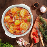 8.75" Ceramic Casserole Dish with Glass Lid – White, 2.3 QT