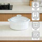 7.75" Ceramic Casserole Dish with Glass Lid – White. 1.6 QT