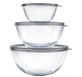 3-Piece Glass Mixing Bowls with Lids Set