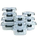 20 ps set of Glass Food Storage Containers with Airtight Leakproof Lids