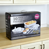 10-Piece Ceramic Bakeware Set – White