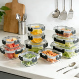 20 ps set of Glass Food Storage Containers with Airtight Leakproof Lids