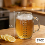 37oz Glass Beer Mugs with Handle Set of 2