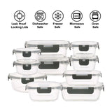 20 ps set of Glass Food Storage Containers with Airtight Leakproof Lids