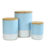 3-Piece Canister Set with Bamboo Lids – Blue (2-Tone)