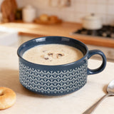 set of 6 ps 22 oz Soup Mug with Lid - Navy, Screen Printing
