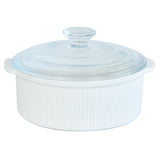 8.75" Ceramic Casserole Dish with Glass Lid – White, 2.3 QT