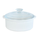 7.75" Ceramic Casserole Dish with Glass Lid – White. 1.6 QT