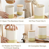 3-Piece Canister Set with Bamboo Lids – White (2-Tone)