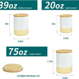 3-Piece Canister Set with Bamboo Lids – White (2-Tone)