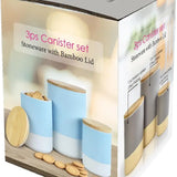 3-Piece Canister Set with Bamboo Lids – Blue (2-Tone)