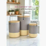 3-Piece Canister Set with Bamboo Lids – Grey (2-Tone)