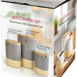 3-Piece Canister Set with Bamboo Lids – Grey (2-Tone)