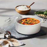 7.75" Ceramic Casserole Dish with Glass Lid – White. 1.6 QT