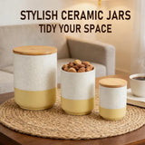 3-Piece Canister Set with Bamboo Lids – White (2-Tone)