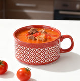 set of 6 ps 22 oz Soup Mug with Lid - Red, Screen Printing