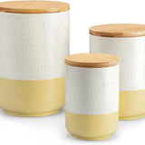 3-Piece Canister Set with Bamboo Lids – White (2-Tone)