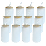 24 Pack 18oz Sublimation Glass Cans Blanks with Bamboo Lid