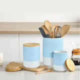 3-Piece Canister Set with Bamboo Lids – Blue (2-Tone)