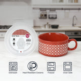 set of 6 ps 22 oz Soup Mug with Lid - Red, Screen Printing