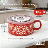 set of 6 ps 22 oz Soup Mug with Lid - Red, Screen Printing