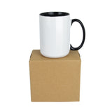15 OZ Sublimation Coated Blank Mug With Black Inside And Handle,With Brown Mail Order Box,Case of 18 Pieces-Free Shipping!