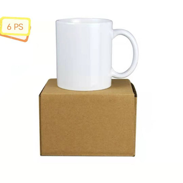 11 OZ Sublimation Coated Blank Mugs With Mail Order Cardborad Box,Case of 6 Pieces-Free Shipping!