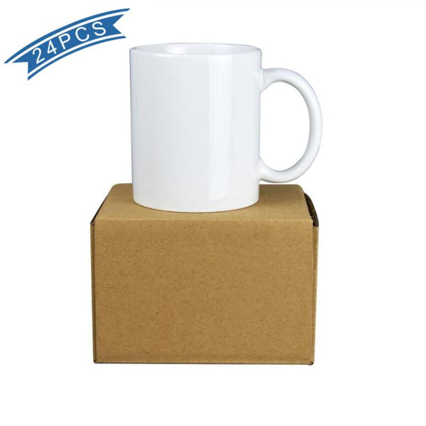 11 OZ Sublimation Coated Blank Mugs With Mail Order Cardborad Box,Case of 24 Pieces-Free Shipping!