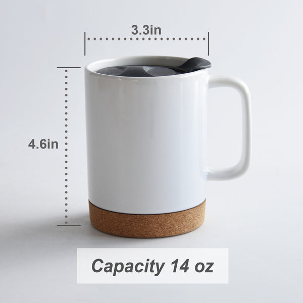 14 OZ Sublimation Mugs with Removeable Cork Bottom and Splash