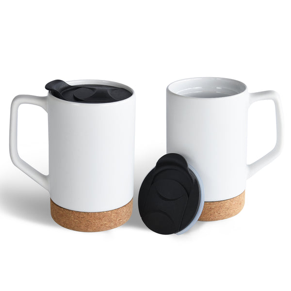 Ceramic Travel Mug Porcelain Coffee Cup with Spill-proof Lid and Box, 17  Oz. 