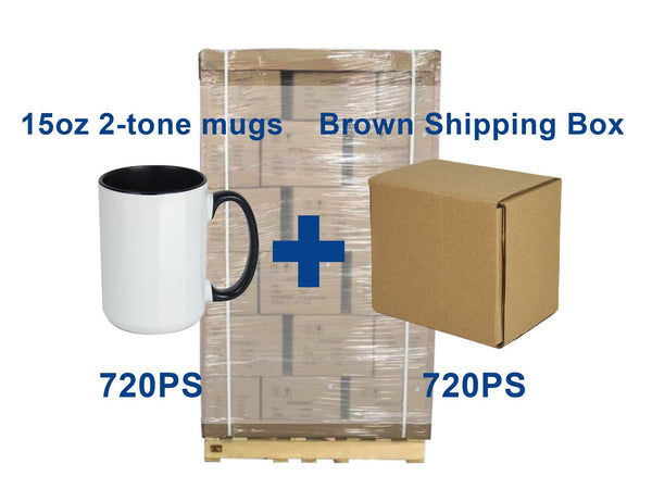 15 OZ Sublimation Coated Blank Mugs 2-Tone+ shipping Cardborad Box
