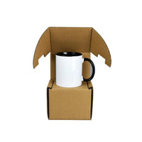 11 OZ Sublimation Coated Blank Mug With Black Inside And Handle,With Brown Mail Order Box,Case of 12 Pieces-Free Shipping!