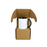 11 OZ Sublimation Coated Blank Mug With Black Inside And Handle,With Brown Mail Order Box,Case of 6 Pieces-Free Shipping!