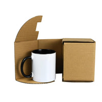 11 OZ Sublimation Coated Blank Mug With Black Inside And Handle,With Brown Mail Order Box,Case of 6 Pieces-Free Shipping!