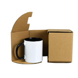 11 OZ Sublimation Coated Blank Mug With Black Inside And Handle,With Brown Mail Order Box,Case of 6 Pieces-Free Shipping!