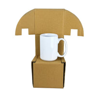 15 OZ Sublimation Coated Blank Mug with Brown Mail Order Box, Case of 18 Pieces--Free Shipping!