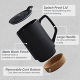 17 OZ Large Coffee Mug with Removeable Cork Bottom and Splash Proof Lid, Large Handle Coffee Mugs for Men and Women, Great for Coffee, Tea, Hot Chocolate(Matte Black)