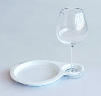 Pack of 4 Melamine Appetizer Cocktail Plates with Wine Glass and Cup Holder for Parties,Picnic,Wedding, Holiday and Casual